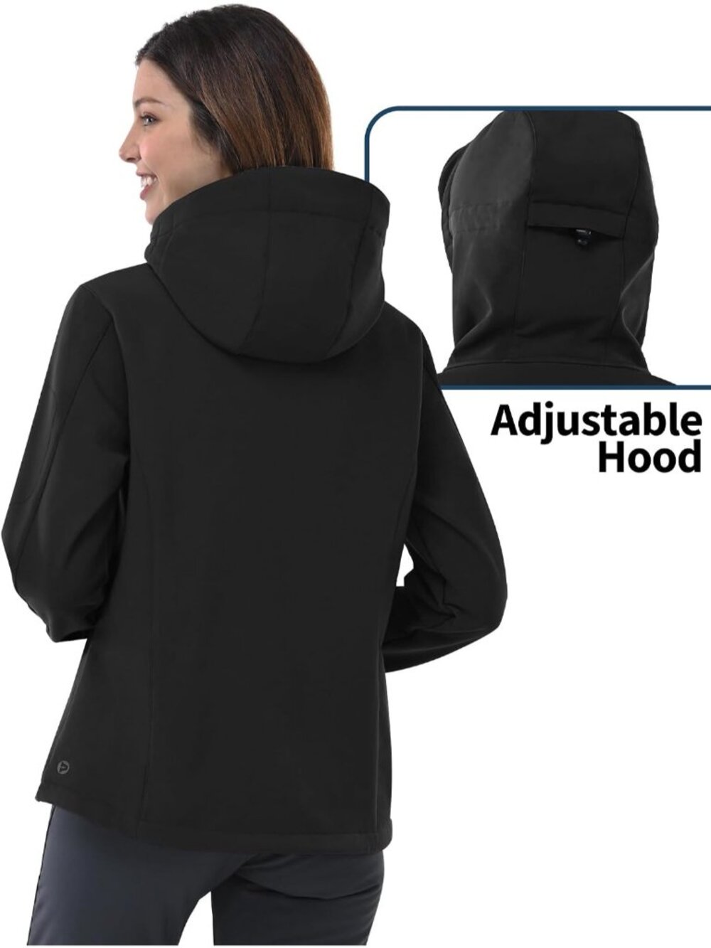 Women's Black Softshell Jacket Fleece Lined Breathable Waterproof Rain Coats - Picture 2 of 5